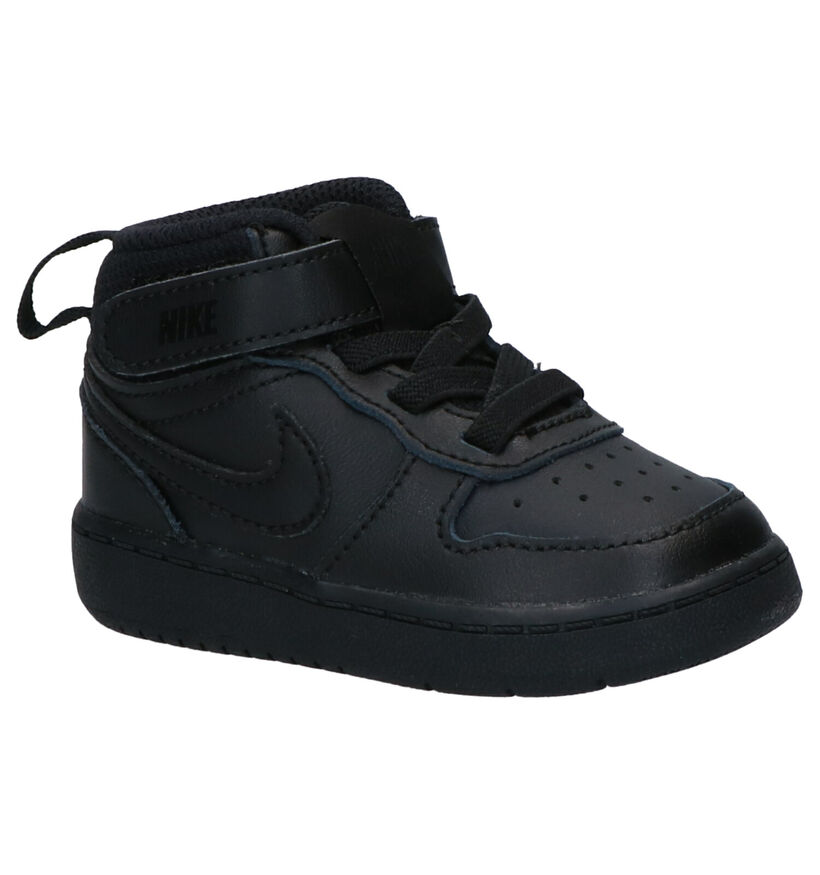 Nike Court Borough Zwarte Sneakers in kunstleer (293613)