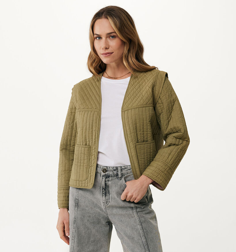 Mexx Veste courte matelassée réversible en Vert khaki pour femmes (352771)