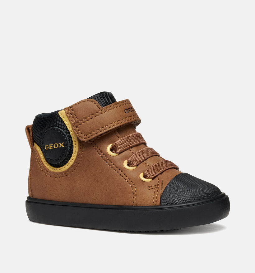 Geox Gisli Chaussures hautes en Cognac/Noir pour garçons (361922) - pour semelles orthopédiques