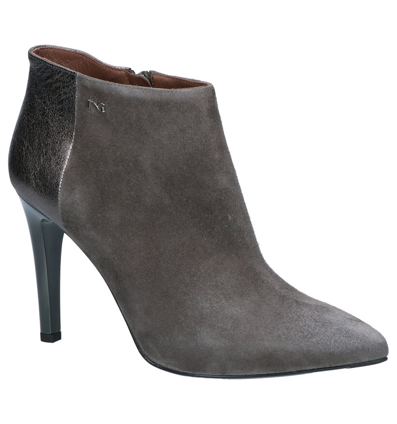 NeroGiardini Bottillons à talons en Vert kaki en cuir (259938)