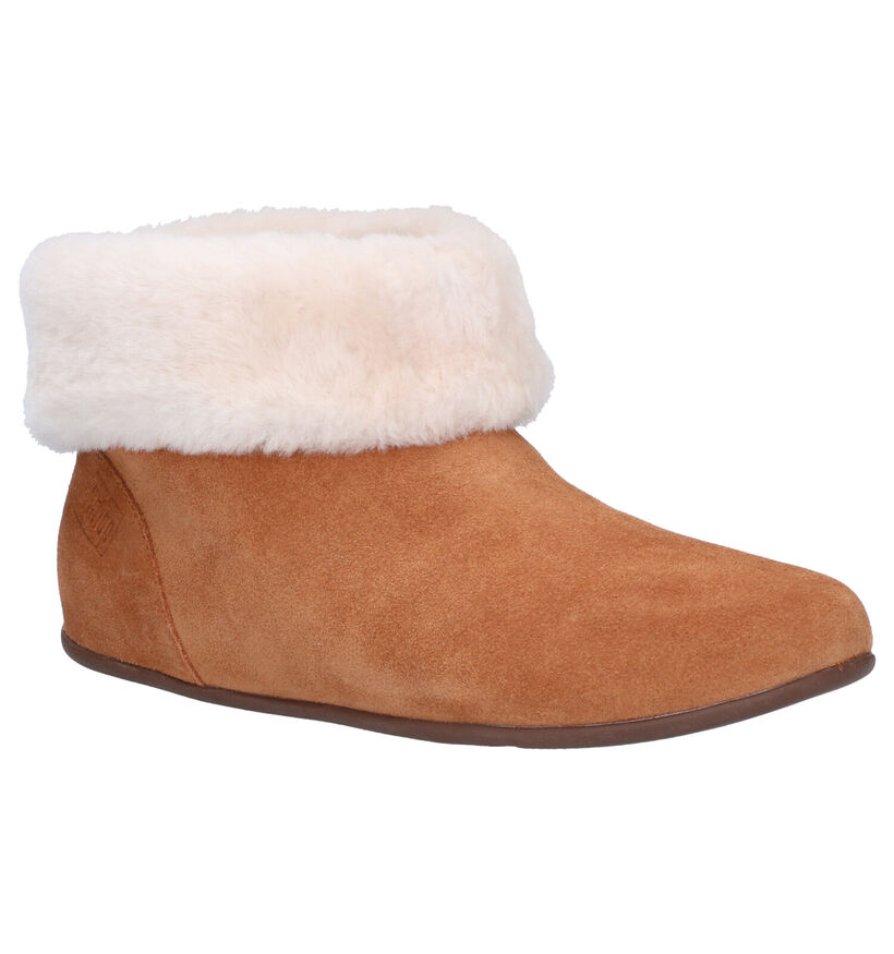 FitFlop Sarah Shearling Pantoufles en Cognac en daim (256046)