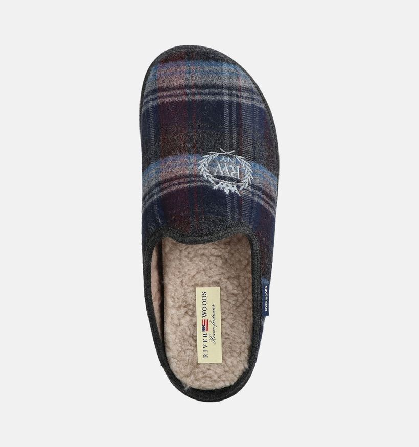 River Woods Elias Pantoufles en Gris/Bleu pour hommes (381219) - pour semelles orthop&eacute;diques