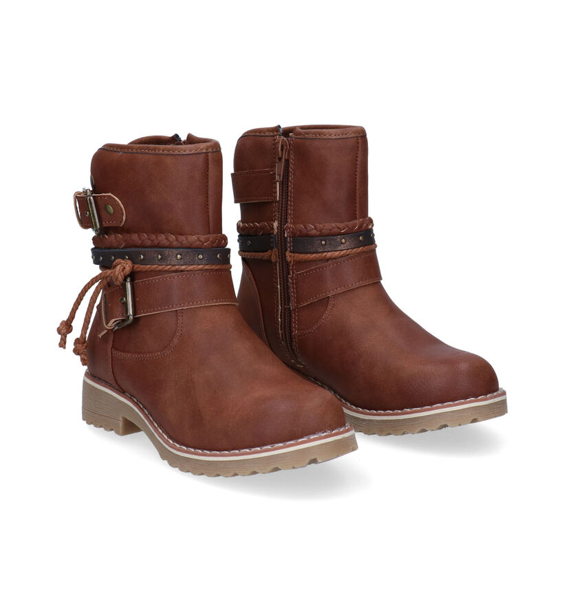 Milo & Mila Cognac Bottines in kunstleer (297201)