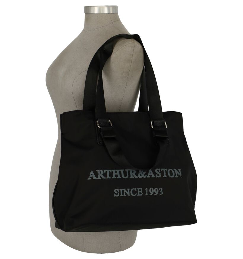 Shopper Arthur & Aston Zwart in stof (235801)