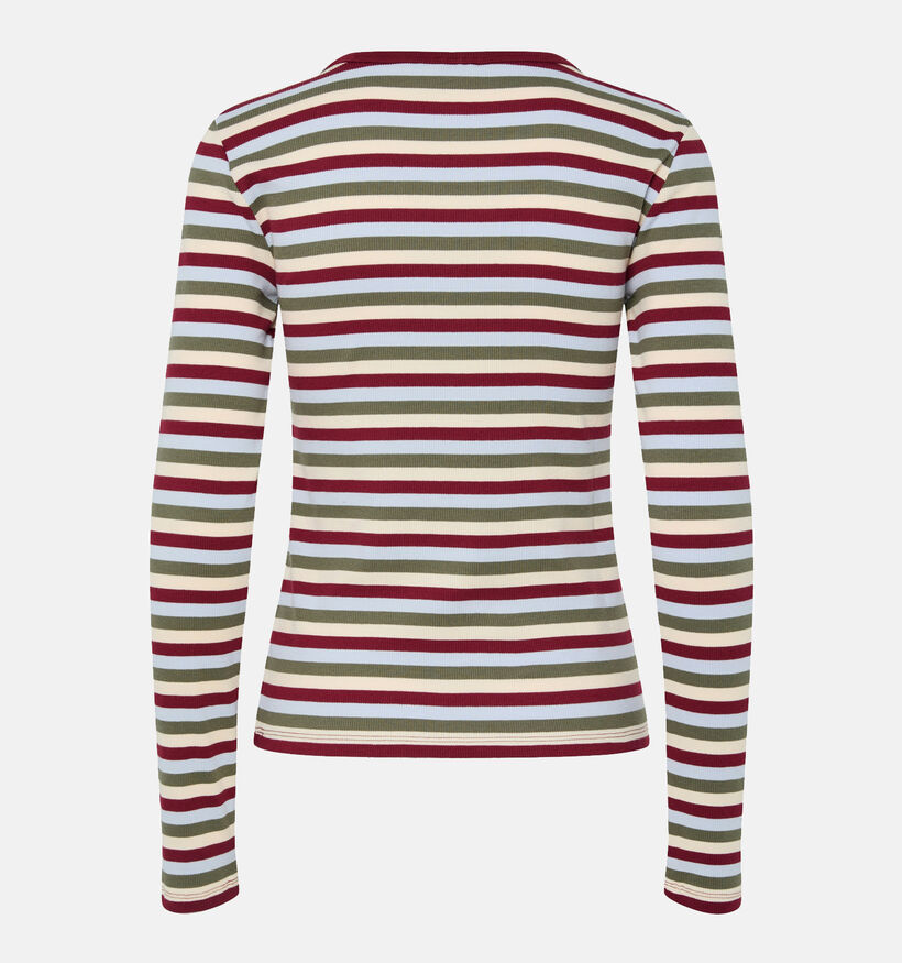 Pieces May Longsleeves en Bordeaux/Jaune pour femmes (365859)