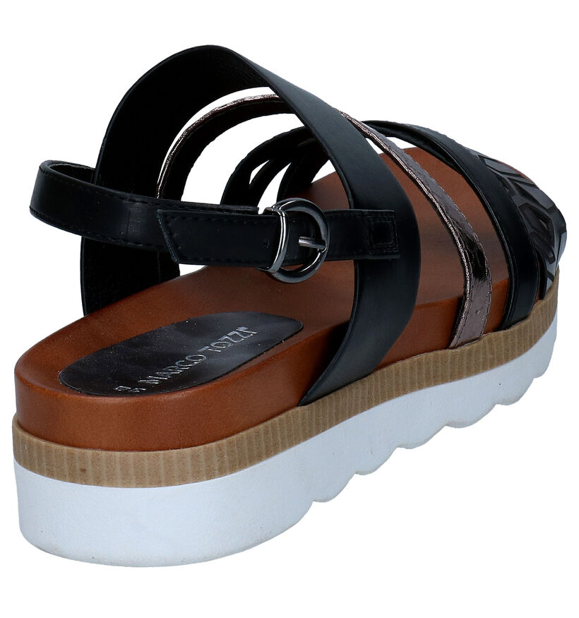 Marco Tozzi Sandales compens&eacute;es en Noir en simili cuir (289629)