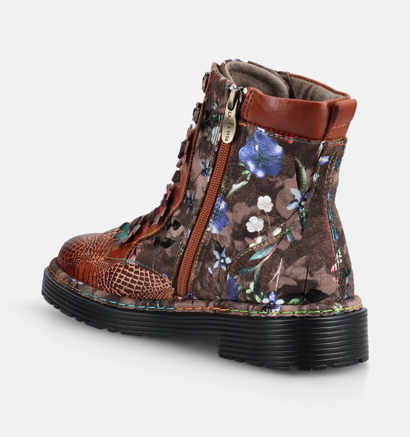 Laura Vita Incaso 39 Cognac Boots met Veter en Rits voor dames (381097) - geschikt voor steunzolen