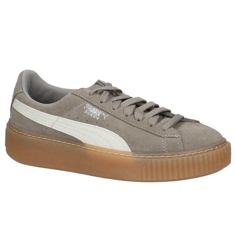 Grijze Lage Sportieve Sneakers Puma Suede Platform in nubuck (209905)