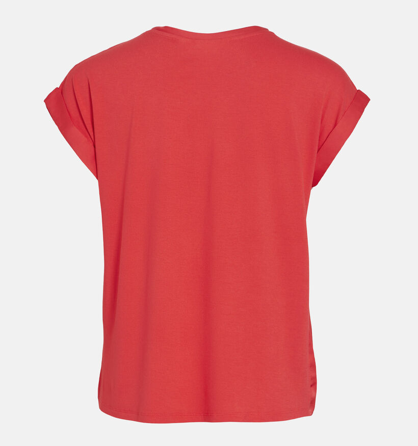 Vila Ellette Satin T-shirt en Rouge pour femmes (368066)