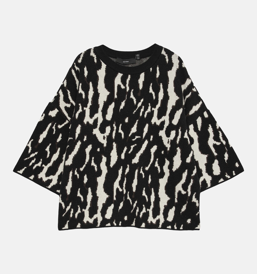 Vero Moda Nancy Abstract Pull en Noir/Beige pour femmes (377559)