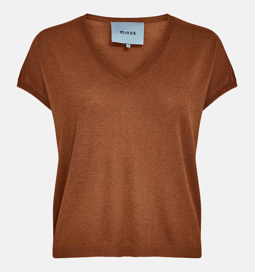 Minus Carlina Batsleeve Cognac T-shirt voor dames (361734)