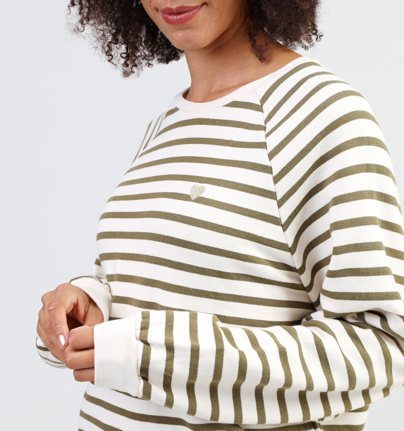 Pieces Greta Witte Gestreepte sweater voor dames (344976)