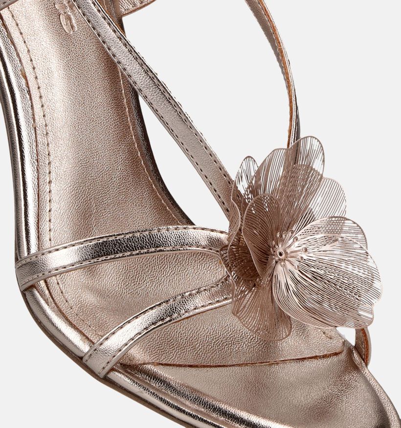 Tamaris Flower Sandales &agrave; talons en Or pour femmes (373624)