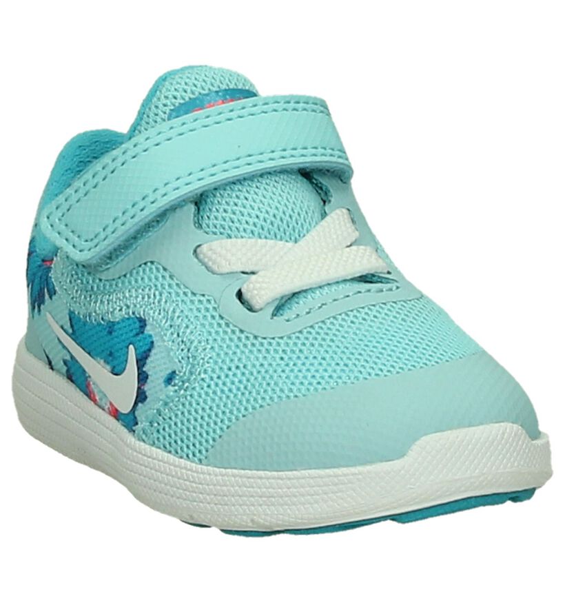 Nike Revolution Baskets basses en Bleu clair en textile (198117)