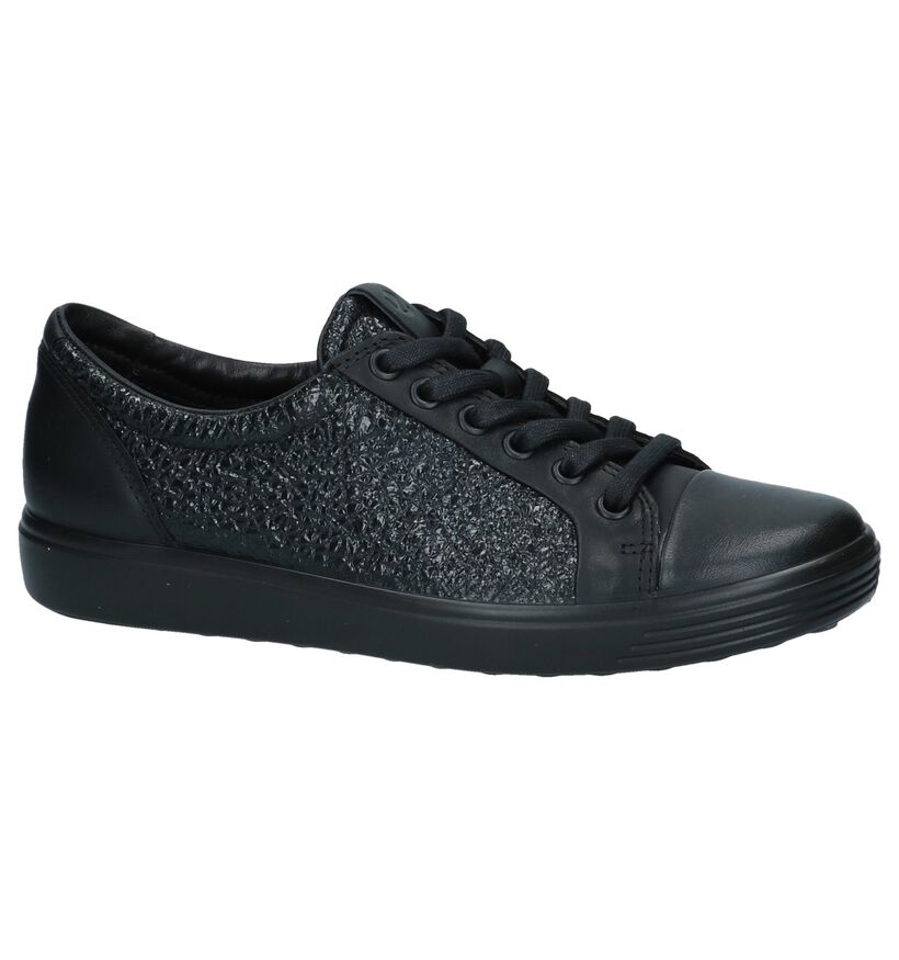 ECCO Soft 7 Zwarte Geklede Sneakers in leer (232075)