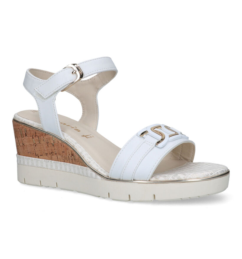 Tamaris Witte Sandalen met sleehak in kunstleer (322424)