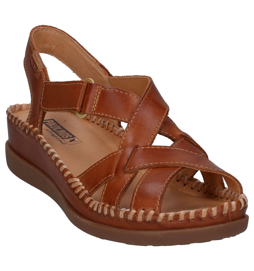 Pikolinos Cadaques Ecru/Cognac Sandalen in leer (289114)