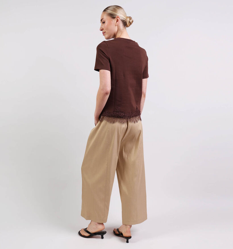Vero Moda Sara Lace Donkerbruine T-shirt voor dames (381636)