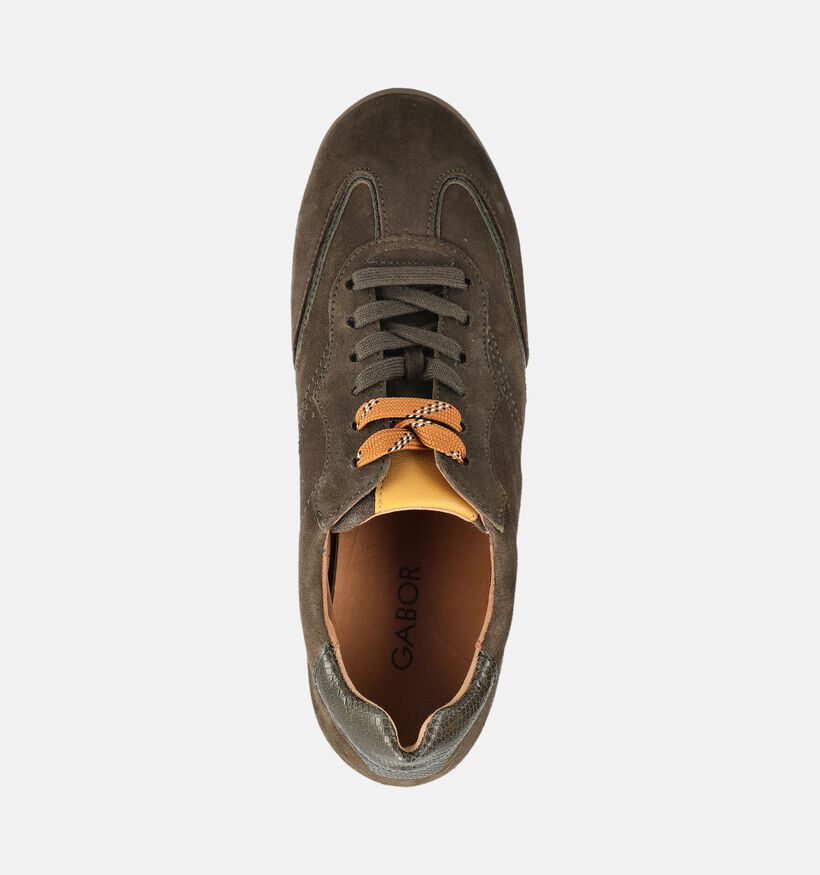 Gabor Kakigroene Sneakers voor dames (380044) - geschikt voor steunzolen