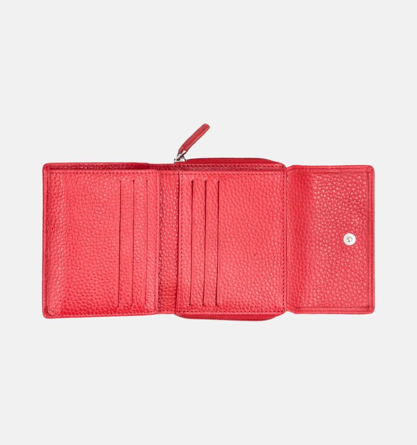 Euro-Leather Cardelli Porte-monnaie zipp&eacute; en Rouge pour femmes (375944)