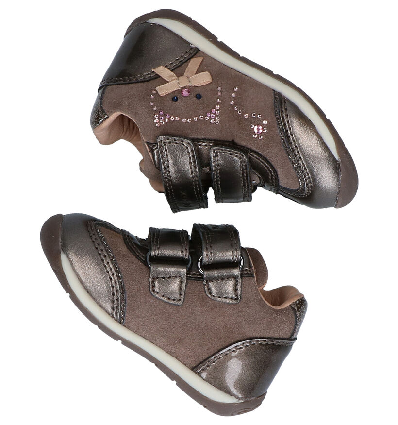 Geox Each Bronzen Velcroschoenen in daim (278282)