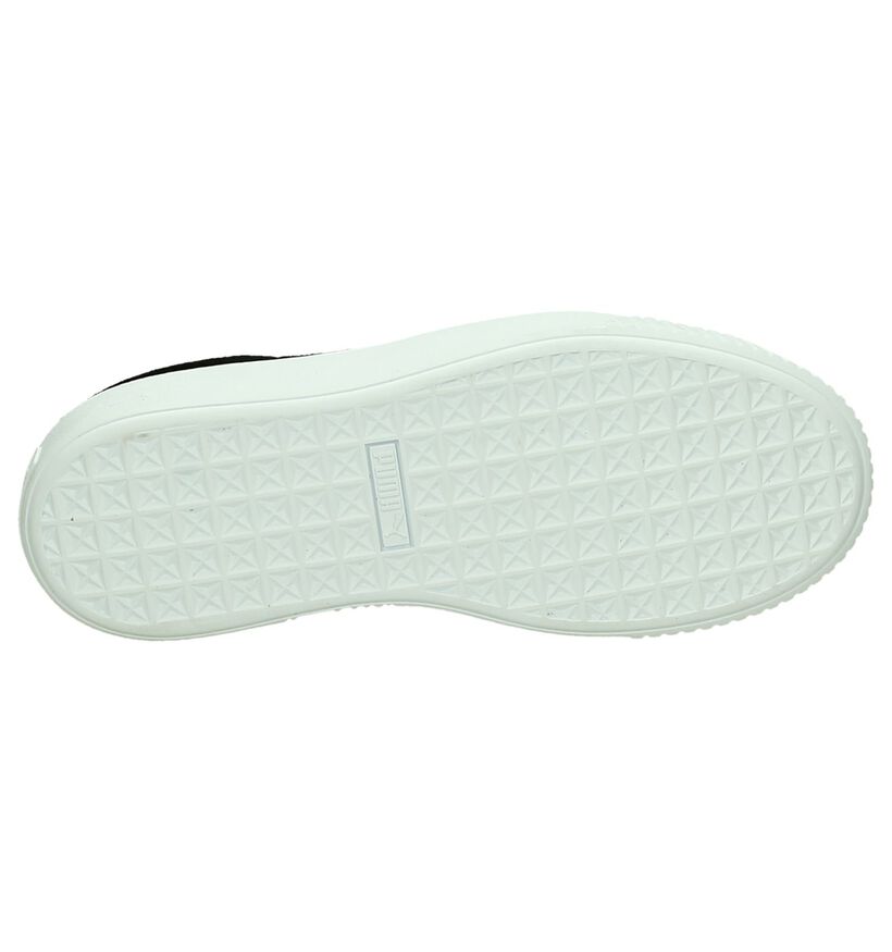 Puma Basket Platform Zwarte Sneakers in stof (199458)