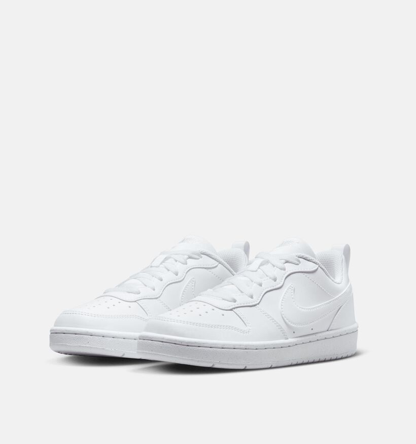 Nike Court Borough Baskets basses en Blanc pour filles, gar&ccedil;ons (367319) - pour semelles orthop&eacute;diques