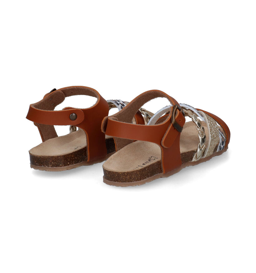 Milo & Mila Sandales en Cognac en simili cuir (309014)