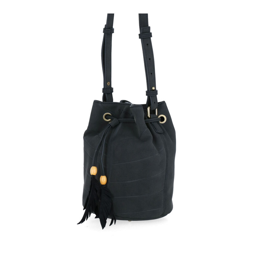 Woomen Nervure Zwarte Bucket Bag in kunstleer (299052)