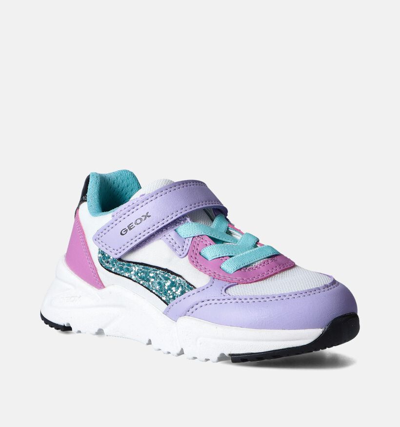 Geox Loftus Wit-Paarse Sneakers voor meisjes (356415) - geschikt voor steunzolen