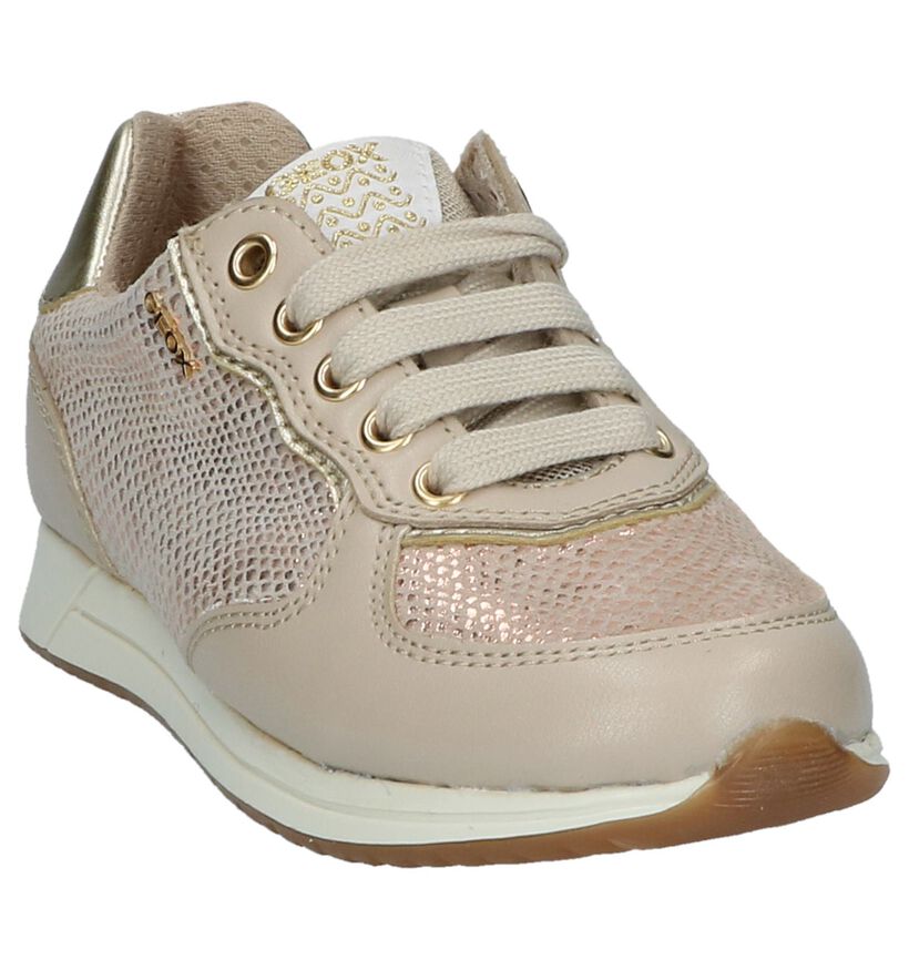 Taupe Sneakers Rits/Veter Geox in leer (210492)