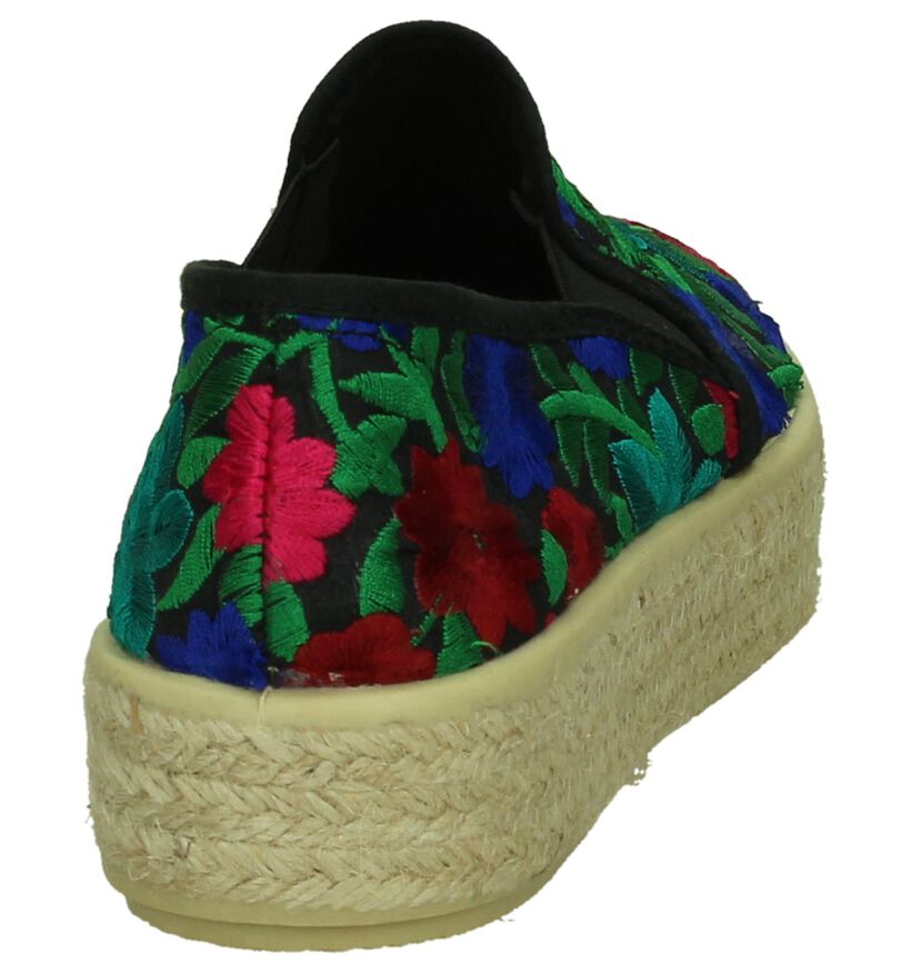 Humat Gema Cang Zwarte Espadrilles met Bloemenprint in stof (195147)