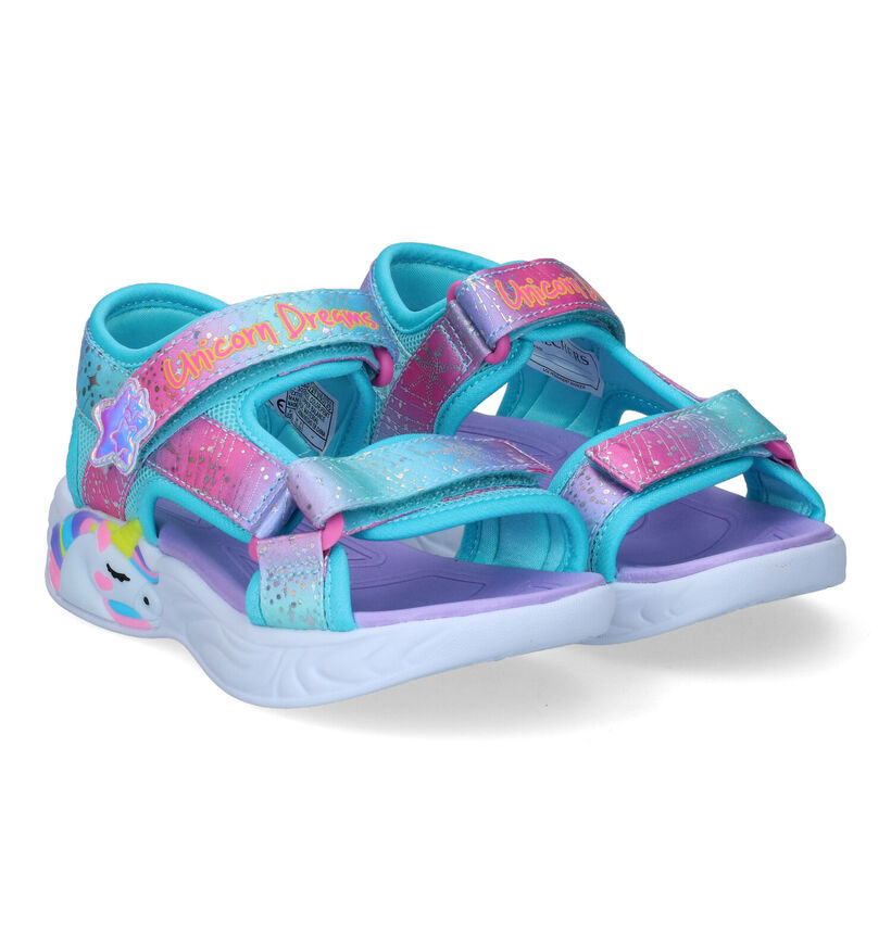 Skechers Unicorn Dreams Blauwe Sandalen in stof (307239)