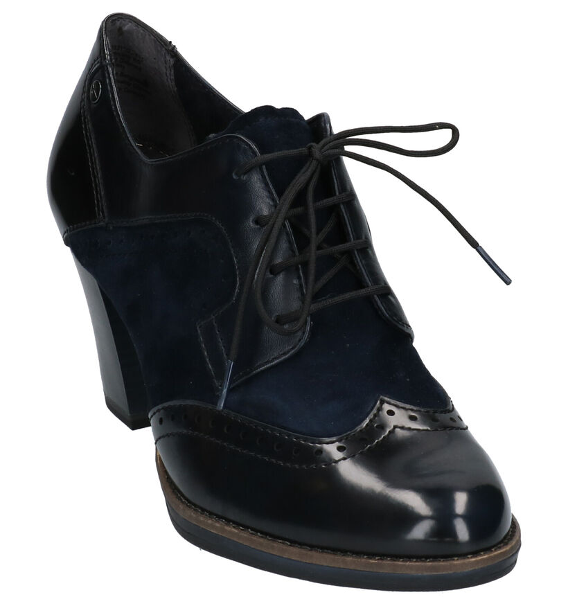 Tamaris ANTIshokk Blauwe Enkelpumps in leer (257190)