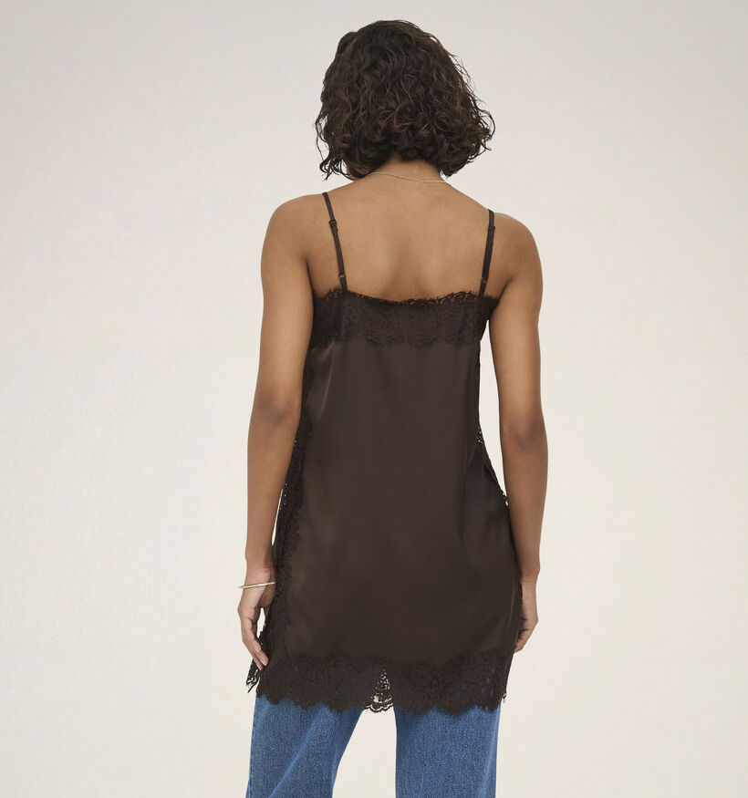 JDY Alana Lace Singlet D&eacute;bardeur en Marron Fonc&eacute; pour femmes (379380)