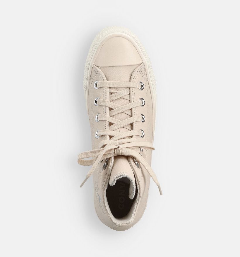 Converse Chuck Taylor All Star Leather Baskets montantes en Ecru pour femmes (359971) - pour semelles orthopédiques