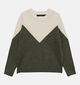Vero Moda Plaza Pull en Vert/Beige pour femmes (377627)