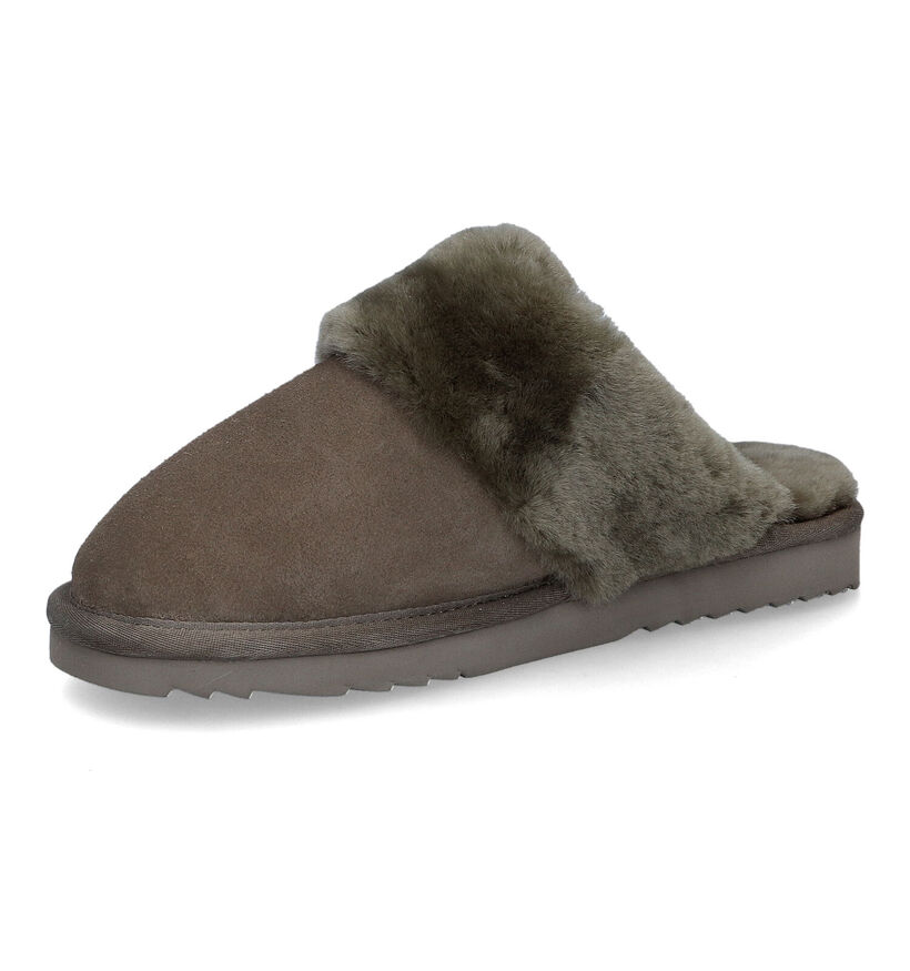 Warmbat Flurry Cognac Wollen Pantoffels voor dames (329908)