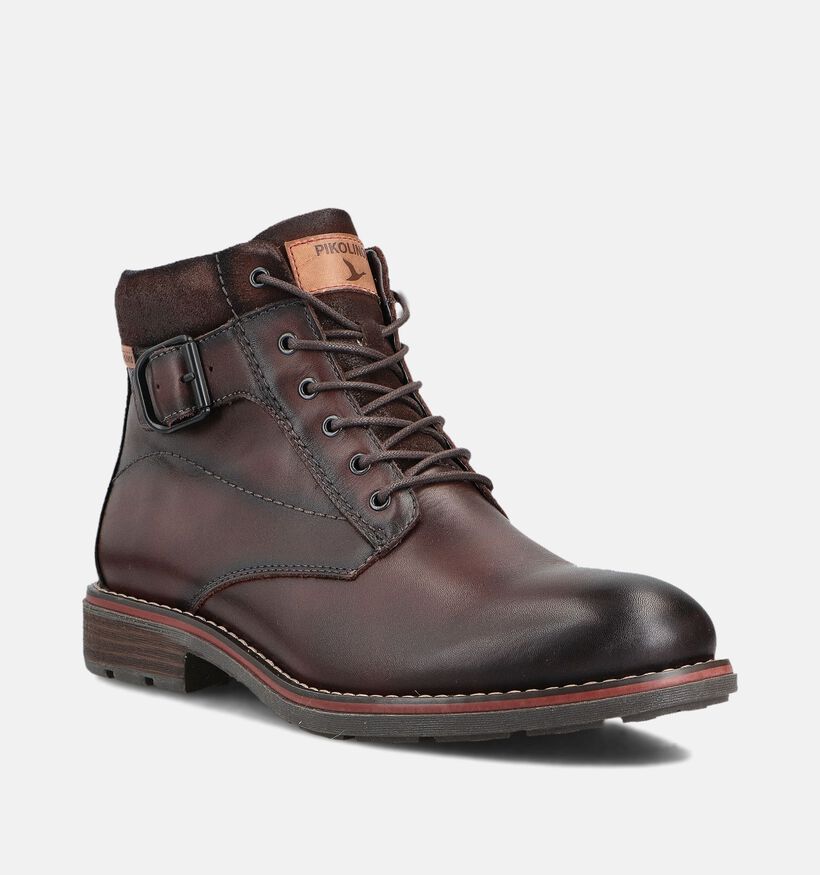 Pikolinos York Donkerbruine Boots met Veter en Rits voor heren (379254) - geschikt voor steunzolen