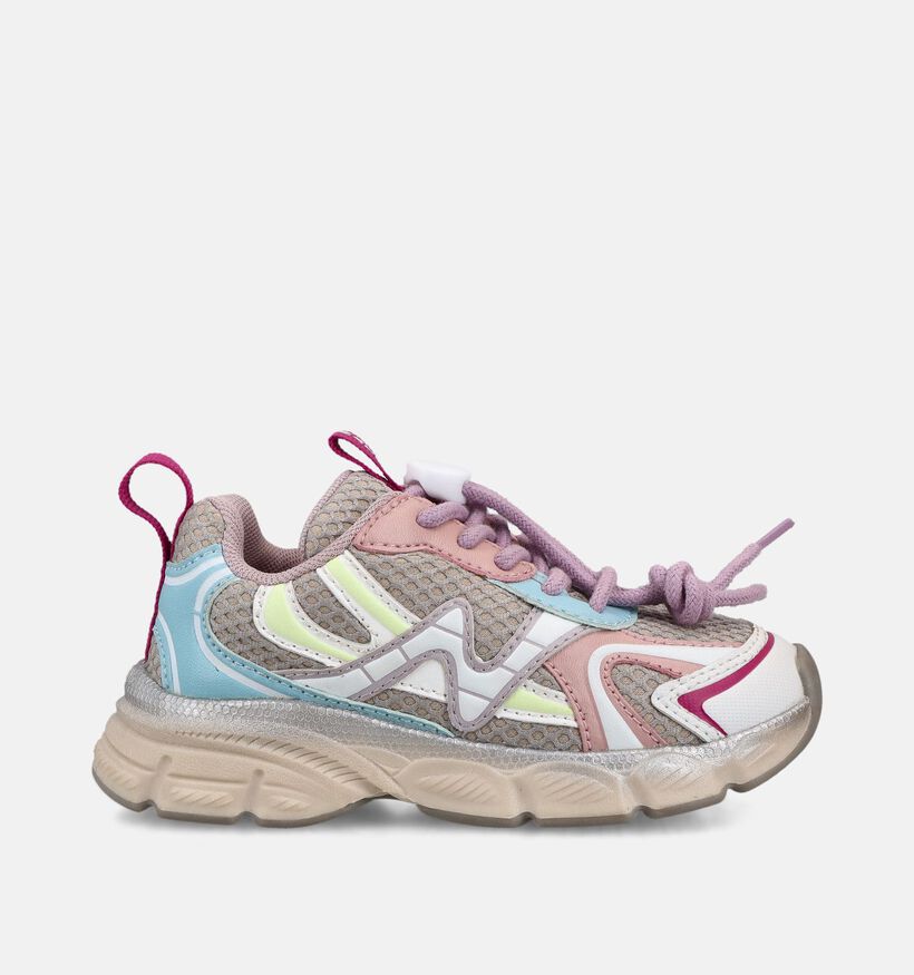 Naturino Wave Lichtbeige/Colorblock Sneakers voor meisjes (371552) - geschikt voor steunzolen
