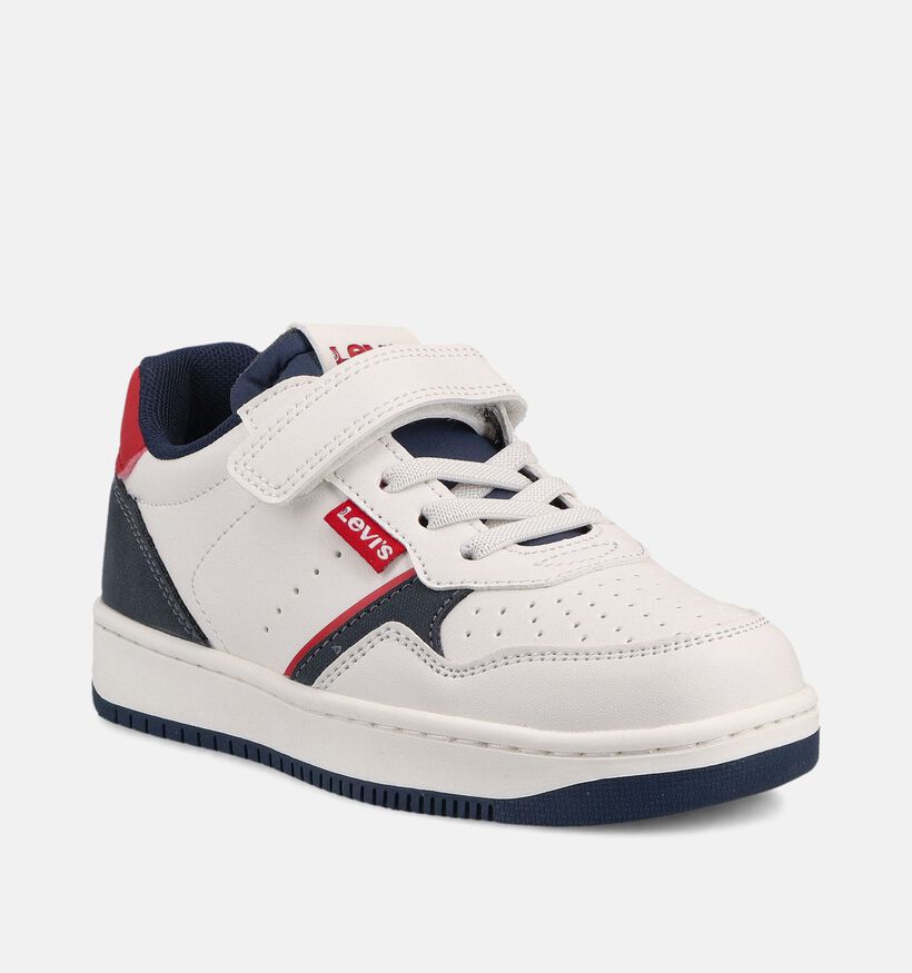 Levi's Aiden Witte/Donkerblauwe Sneakers voor jongens, meisjes (371198) - geschikt voor steunzolen