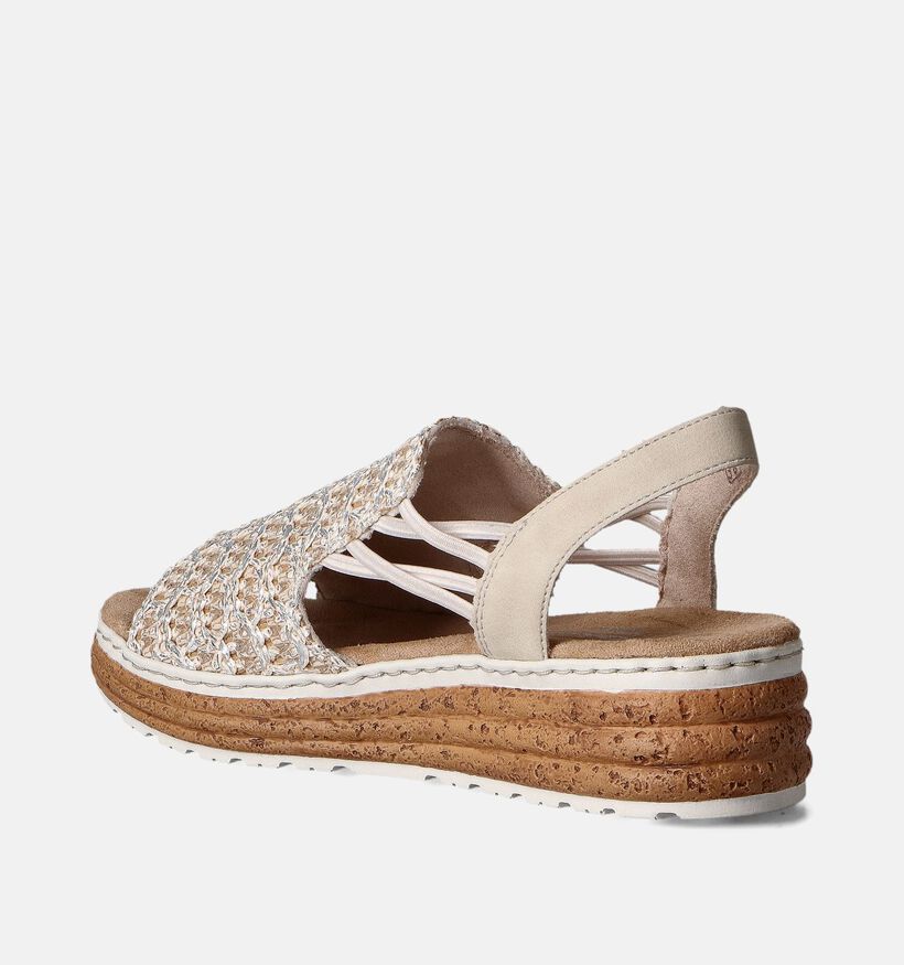 Rieker Sandales talon compensé en Or pour femmes (359298)