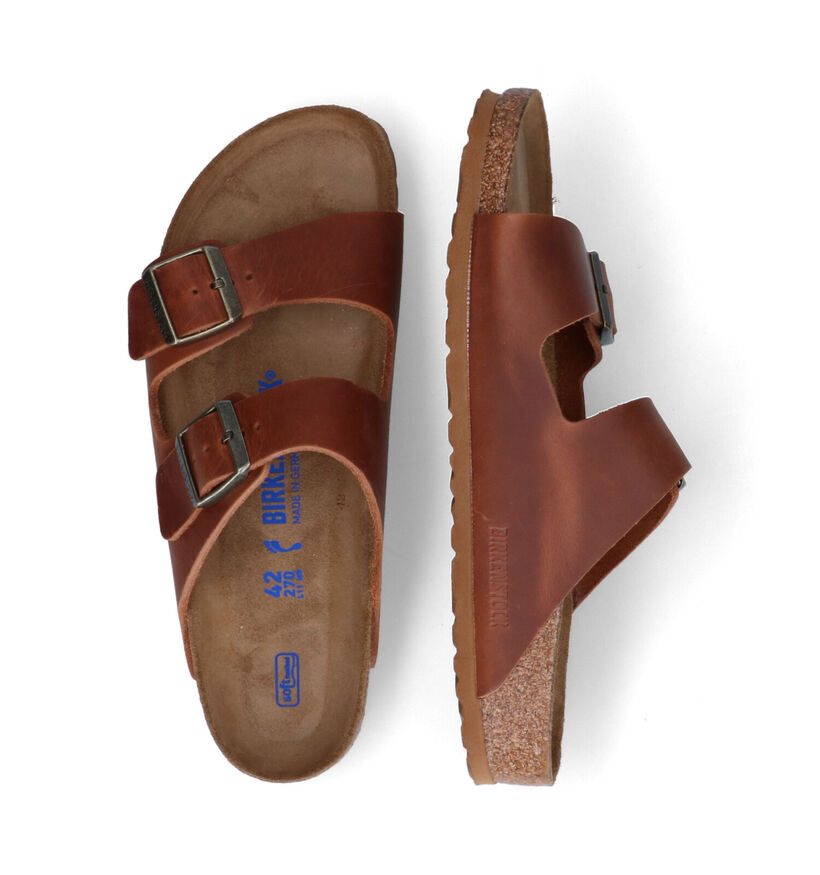 Birkenstock Arizona Cognac Slippers in leer (313708)