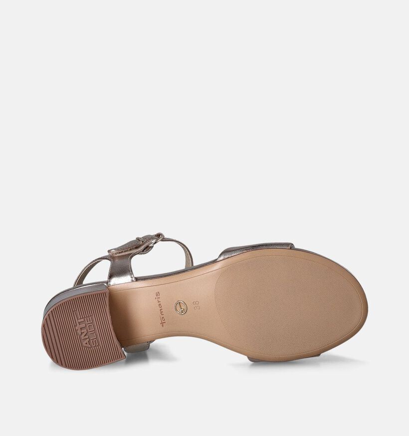 Tamaris Sandales avec talon carré en Or pour femmes (354553)