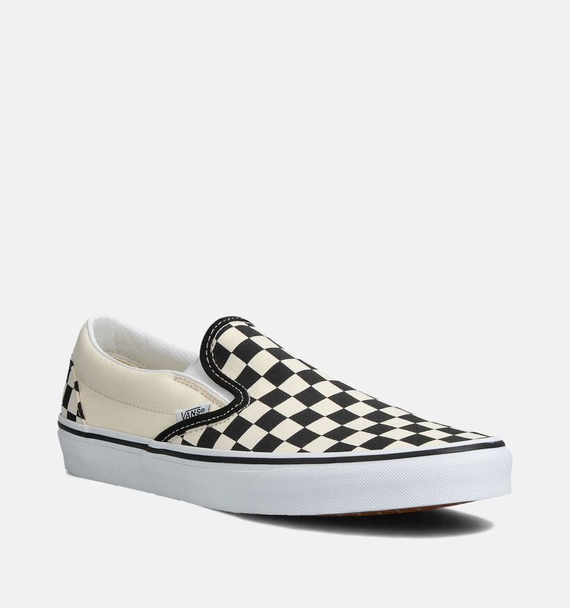Vans Classic Checkerboard Ecru/Zwarte Slip-on Sneakers voor heren (360211)