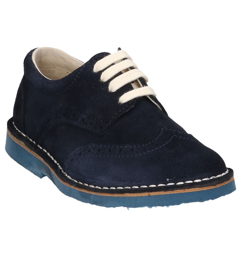 Geklede Veterschoenen Donker Blauw Milo & Mila in nubuck (217934)