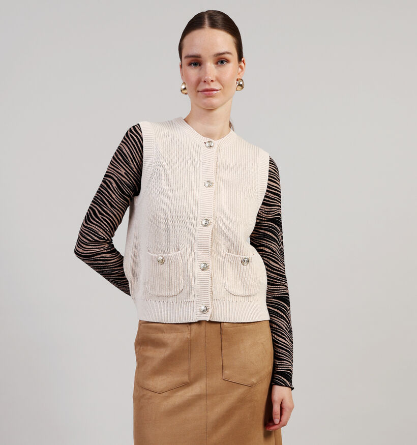 JDY Stella Ecru Mouwloze Gilet Gouden Knopen voor dames (362441)