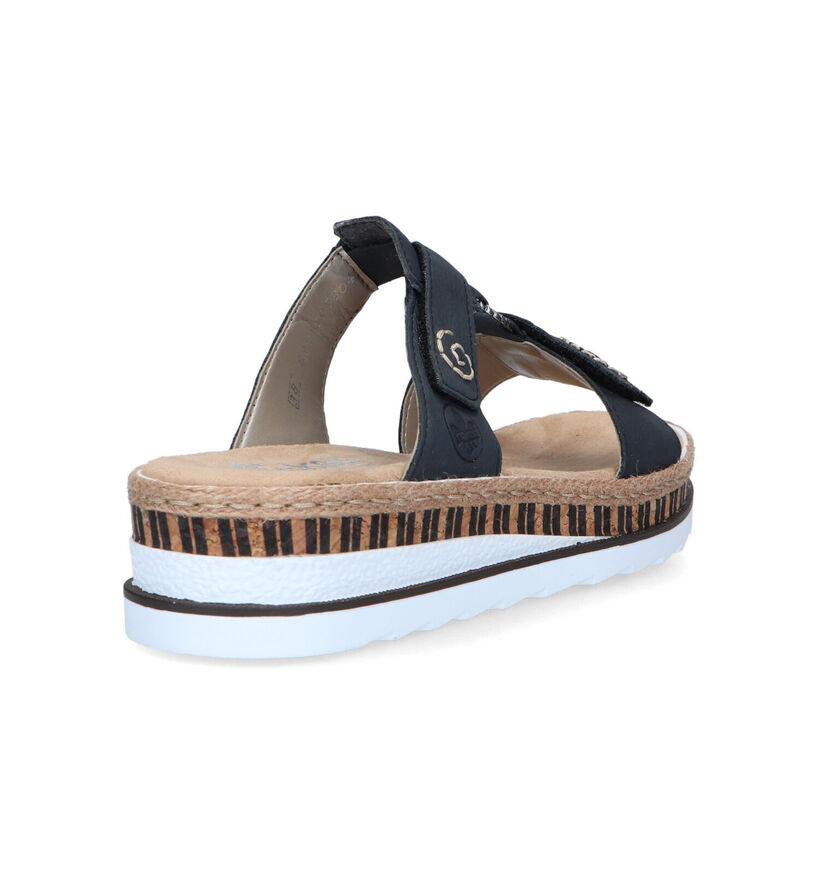 Rieker Blauwe Slippers met sleehak voor dames (339068)