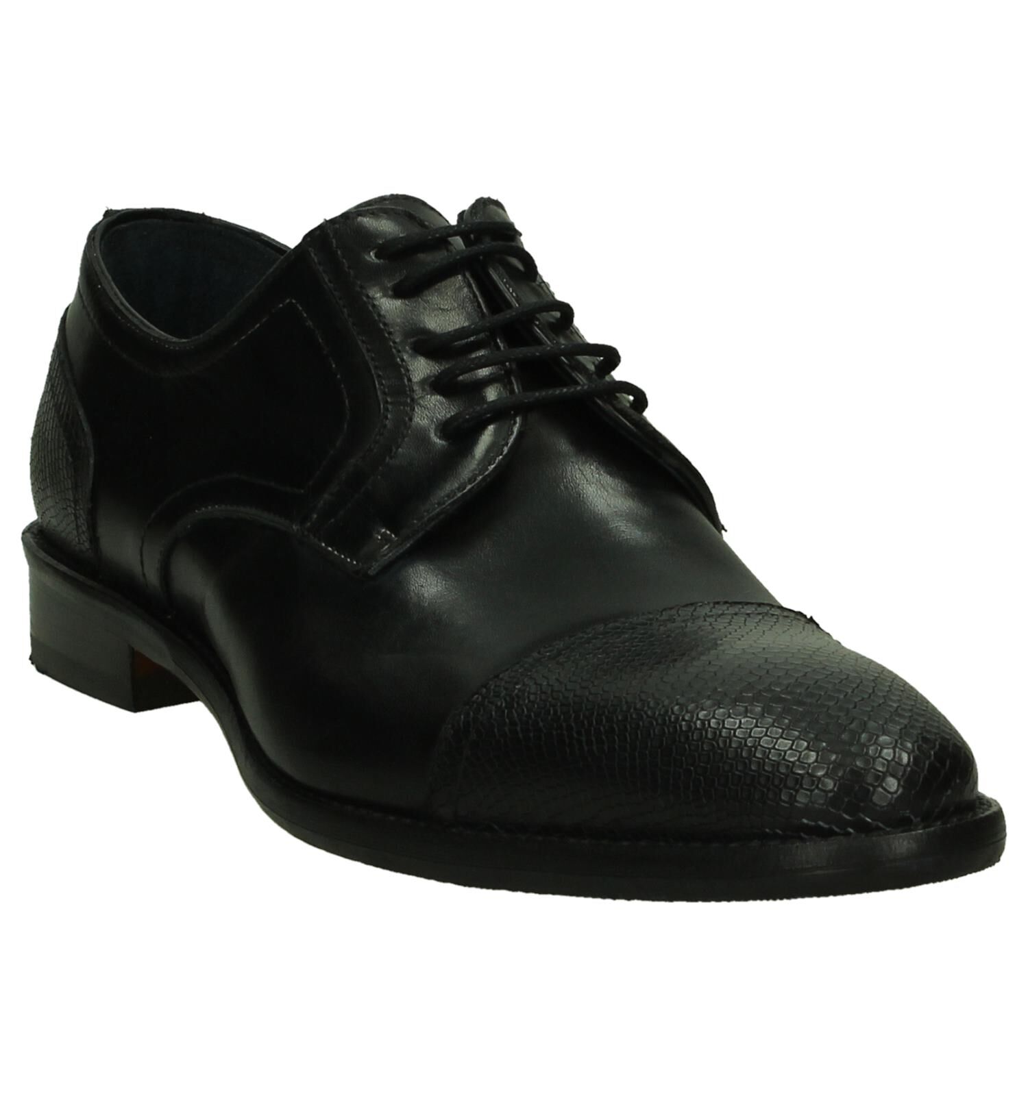 Zwarte Via Borgo Schoenen met Slangenprint Heren Geklede schoenen Online op TORFS.BE