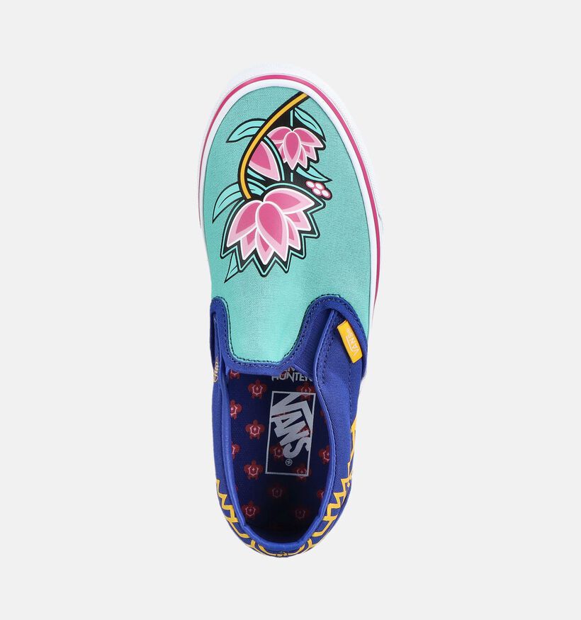 Vans Classic Slip-On x KPop Demon Hunters Blauwe/Turquoise Sneakers voor jongens, meisjes (381692)